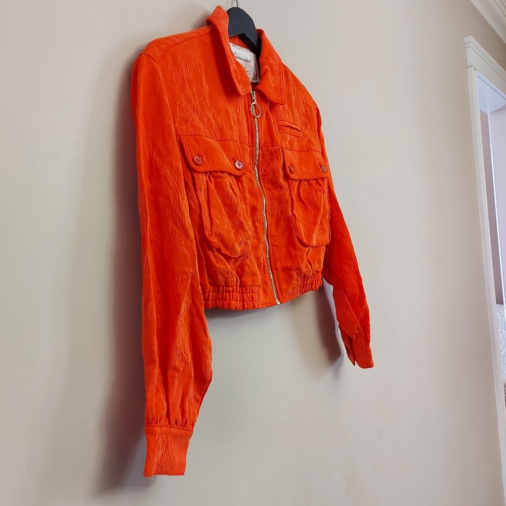 ANTHROPOLOGIE Cartonnier  Jacquard Eisenhower Jacket Size XXS Orange - Picture 5 of 12